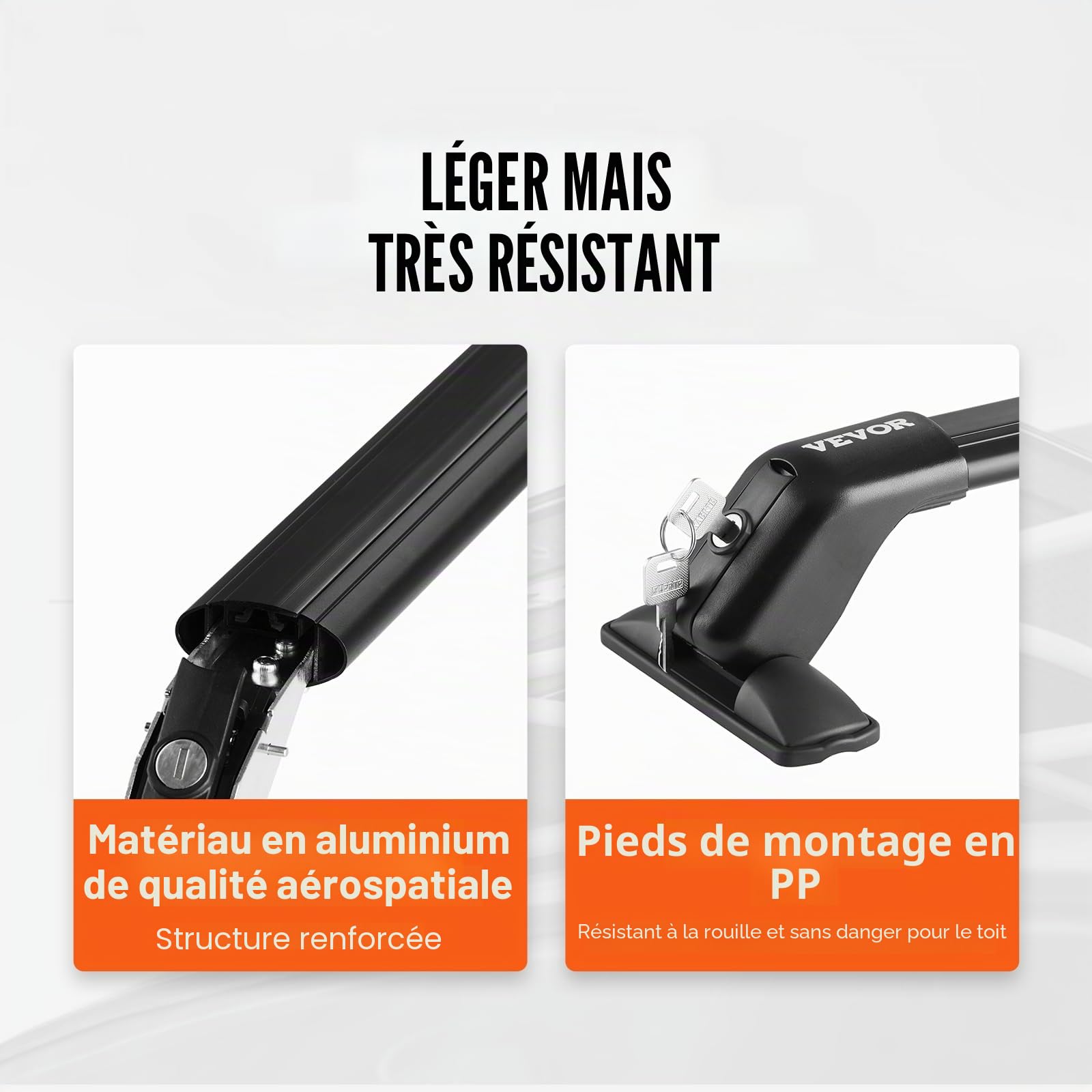 VEVOR Barres transversales de Toit en Aluminium de 41 Pouces avec capacité de Charge de 155 Livres, Barres transversales de Toit réglables avec serrures, pour Voitures sans Rail