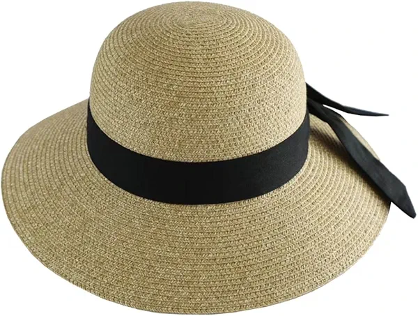 TUREVIEW Women's Wide Brim Beach Straw Hat UV UPF50+ Sun Hat Outdoor Hat Packable with Lanyard
