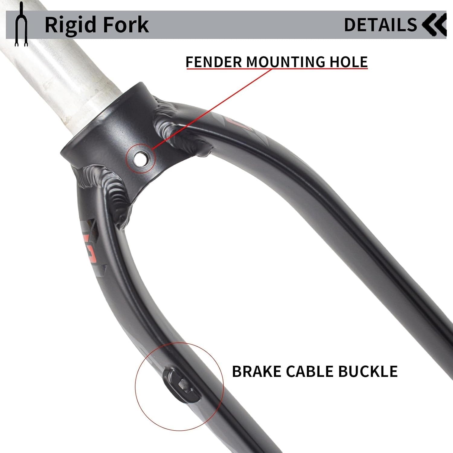 Forcella MTB Rigida in Lega di Alluminio da 26/27,5/29 Pollici, Tubo sterzo Dritto da 1-1/8 Pollici, sgancio rapido, Compatibile con Freno a Disco, Forcella Anteriore MTB