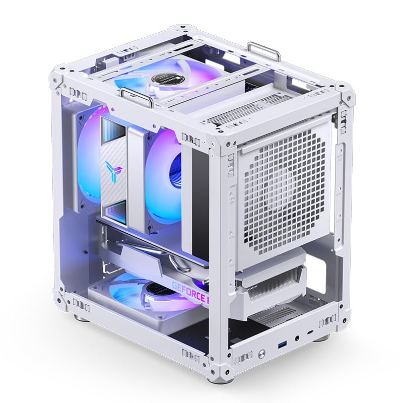 Jonsbo C6-ITX Case PC Mini-Tower Bianco – compatto, Mini-ITX, GPU fino a 255 mm, dissipatore CPU fino a 75 mm, fino a 3 ventole, USB-C I/O frontale