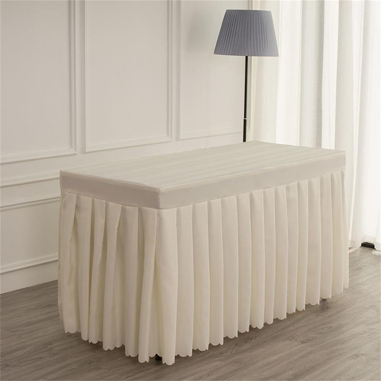 Highdi Tischrock aus Polyester, Tischrock für Rechteck Tische Hotel Bankett Tischröcke Waschbare für Party, Hochzeit, Geburtstag Tischdekoration (120x50x75cm,Beige)