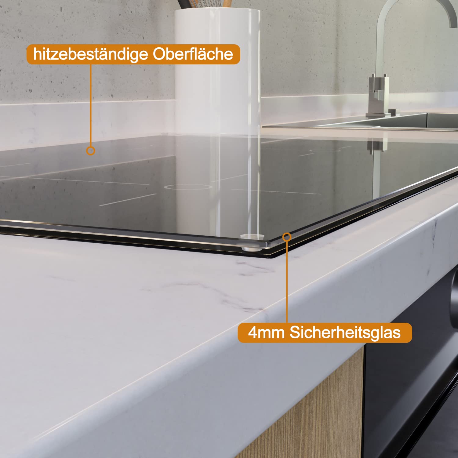 Wallario Herdabdeckplatte/Spritzschutz aus Glas, transparent - durchsichtig, 1-teilig, 80 x 52 cm, für Ceran- und Induktionskochfelder