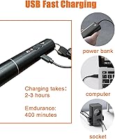 Vista 6 de Bocina de aire electrónica de 120 dB con luz, brújula y termómetro, cuerno de oso para asustar a los osos, autodefensa para senderismo, carga USB