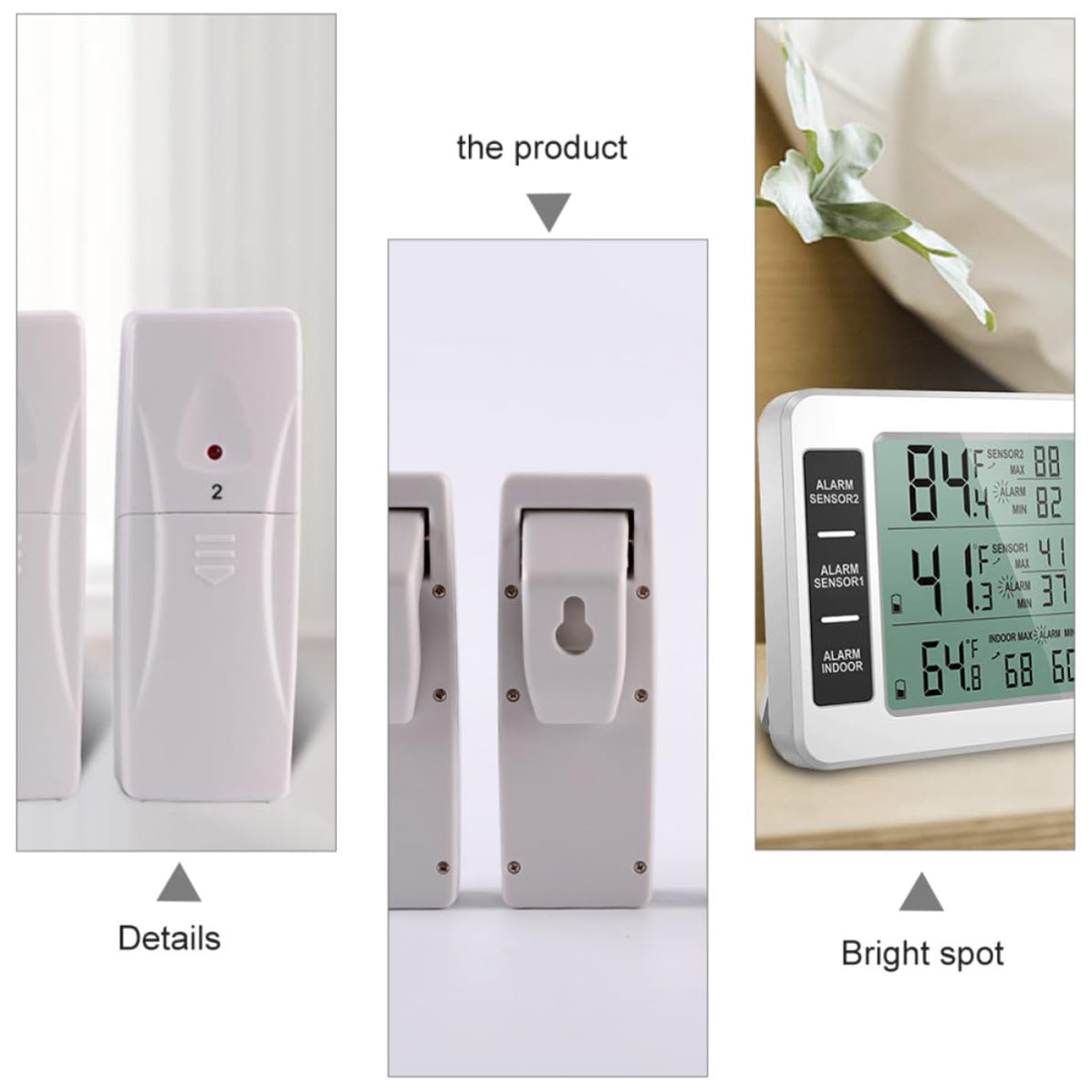 Termometro Digitale per Frigorifero con Sonda Wireless, 1 Pezzo | Allarme Temperatura, Design Magnetico con Foro per Appendere, Portatile per Casa e Tavolo