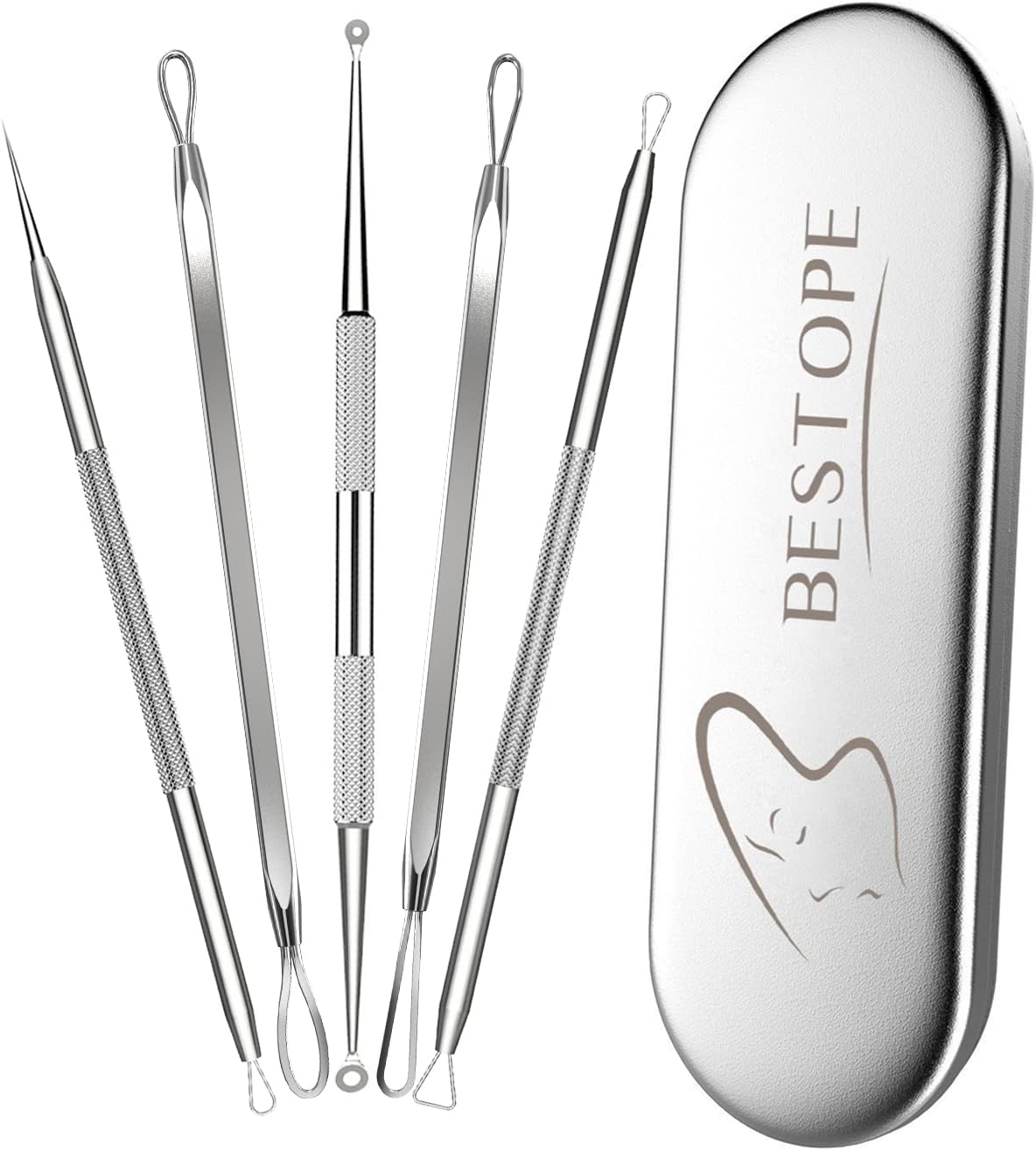 BESTOPE Blackhead Remover Blackhead Removal Pimple Comedone Extractor Tool – Treatment for Blemish Whitehead Popping Zit Removing with Metal Case (Silver) BESTOPE Blackhead Remover Blackhead Removal Pimple Comedone Extractor Tool – Treatment for Blemish Whitehead Popping Zit Removing with Metal Case (Silver)