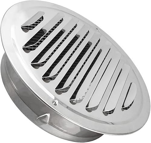 Rejilla de ventilación redonda de acero inoxidable plateado de 4 pulgadas, rejilla de ventilación de pared redonda con malla de pantalla para baño,
