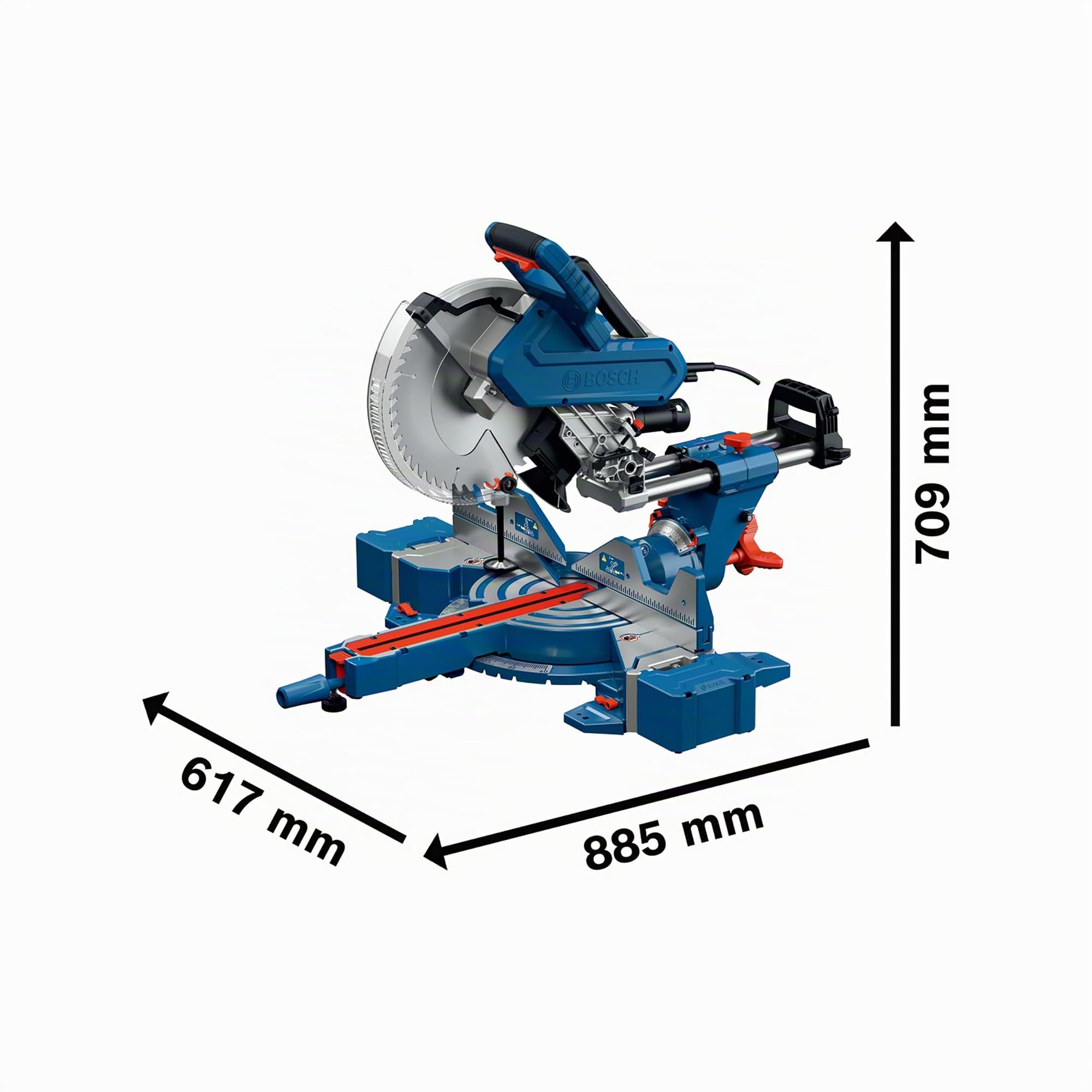 Bosch Professional sierra ingletadora con cable GCM 340-305 D (incl. regla, pinza de sujeción, saco para polvo, bloque de soporte, disco, llave)