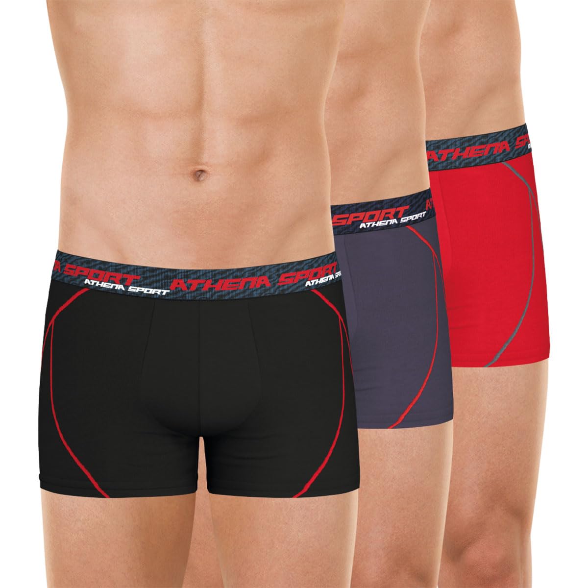 Athena Training Dry Ln24 underwear Man, Black Belt Red/Anthracite Belt Red/Red Belt, XL