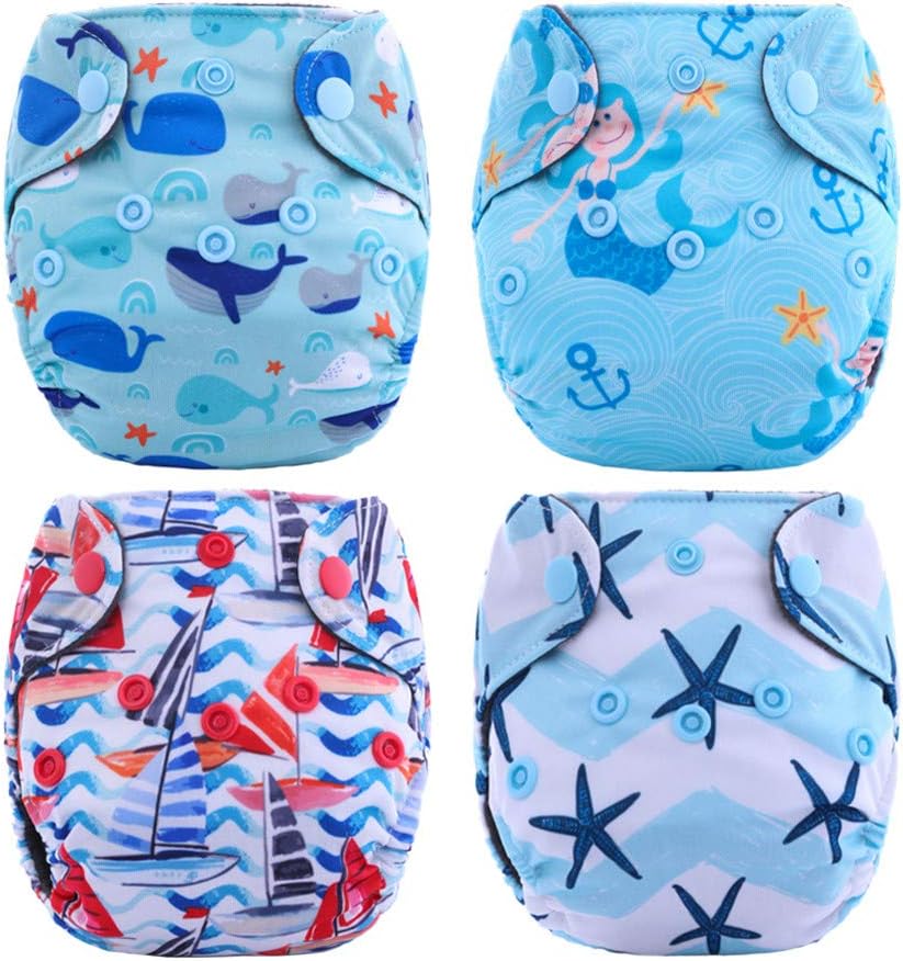 Thank u Mom Pocket Newborn Cloth Diapers for Less Than 12pounds Baby 4 Pack (girl prints2)