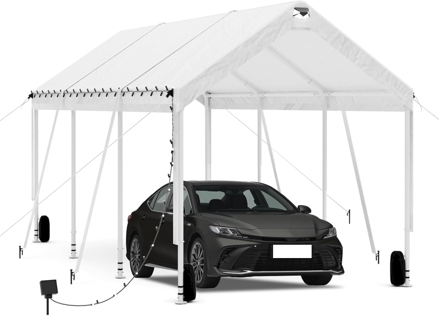 Carports 10X20 Heavy Duty,Portable Car Port Garage,Carport Canopy with Adjustable Height from 9.5 ft to 11 ft,Outdoor Car Shelter All Weather,White