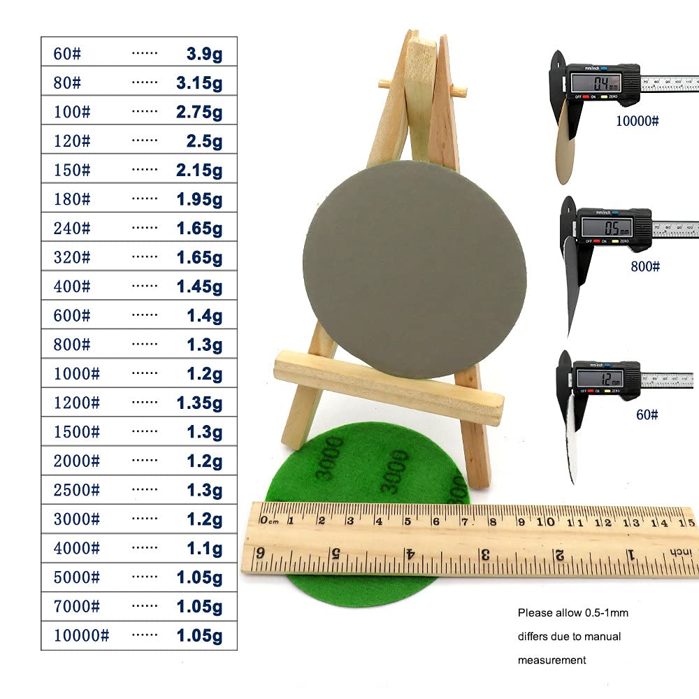 100Pcs 3 Pollici 75mm Dischi Abrasivi Impermeabili Hook Loop Carburo di Silicio Carta Vetrata Wet/Dry 60-10000 Grana Per Lucidatura Rettifica,60.600 Assortiti
