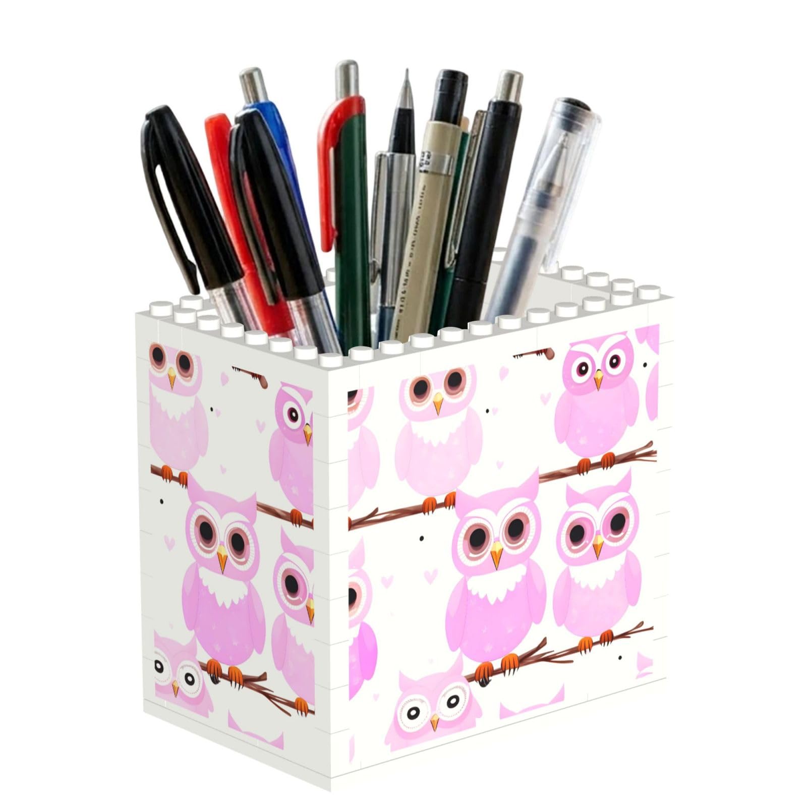 SXZVVBN Cute owl Building Block Desk Tidy ABS Organiser
