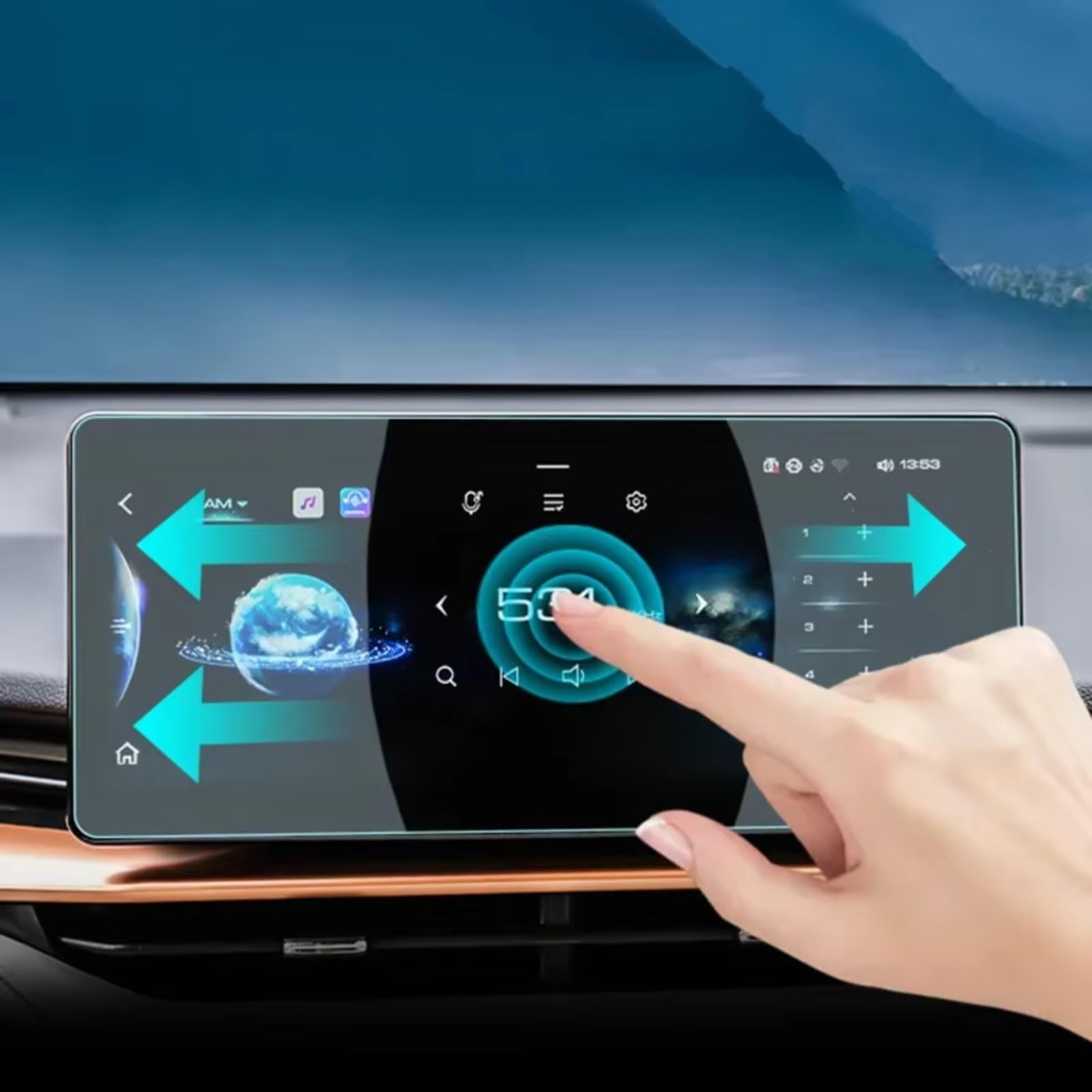 Pellicola Protettiva in Vetro temperato per Schermo di Navigazione GPS Trumpchi Emzoom GS3 2023 2024, AntiGraffio.