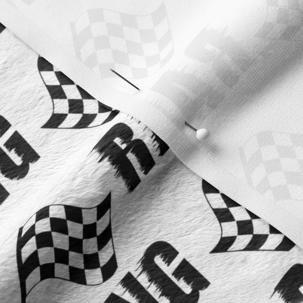 Spoonflower Fabric - Racing Flag Car Checkered Printed on Minky Fabric by The Yard - Sewing Baby Blankets Quilt Backing Plush