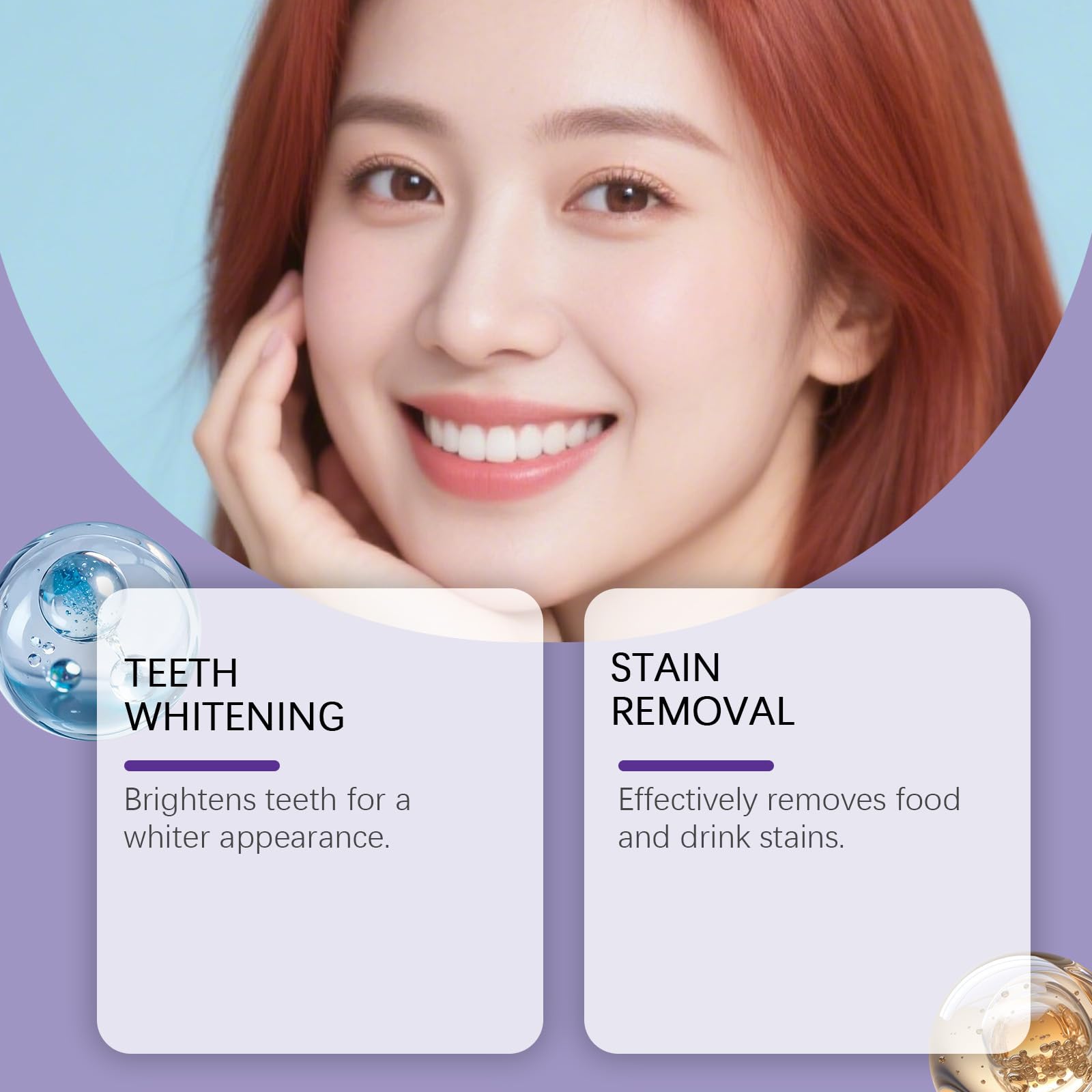 Lysozyme Purple Whitening Dentifricio - Dentifricio correttivo per denti gialli, rimozione delle macchie, respiro fresco, cura dello smalto dei denti, gel delicato per l'igiene orale (5)