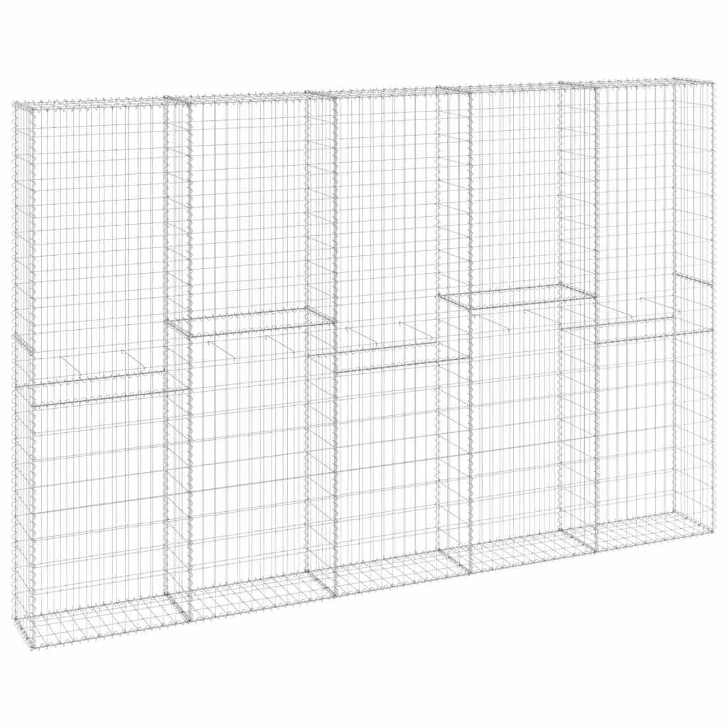 Yngbhfnop Silver Gabion Wall With Covers Galvanised Steel 300X30x200 Cm Heavy Duty Retaining Wall Basket Rustproof Weather Resistant Garden Fence Barrier For Landscaping Slope Privacy Screen Mesh Grid