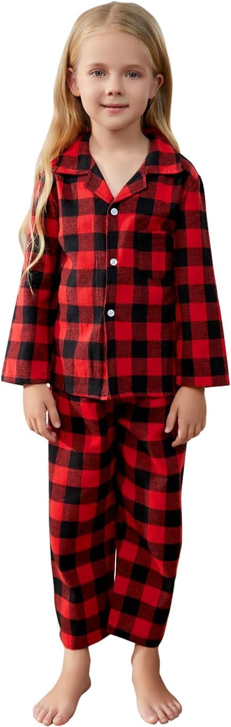 Umeyda Family Christmas Pjs Matching Sets Plaid Pajamas Long Sleeve Holiday Sleepwear Set for Adults Kids - Image 2