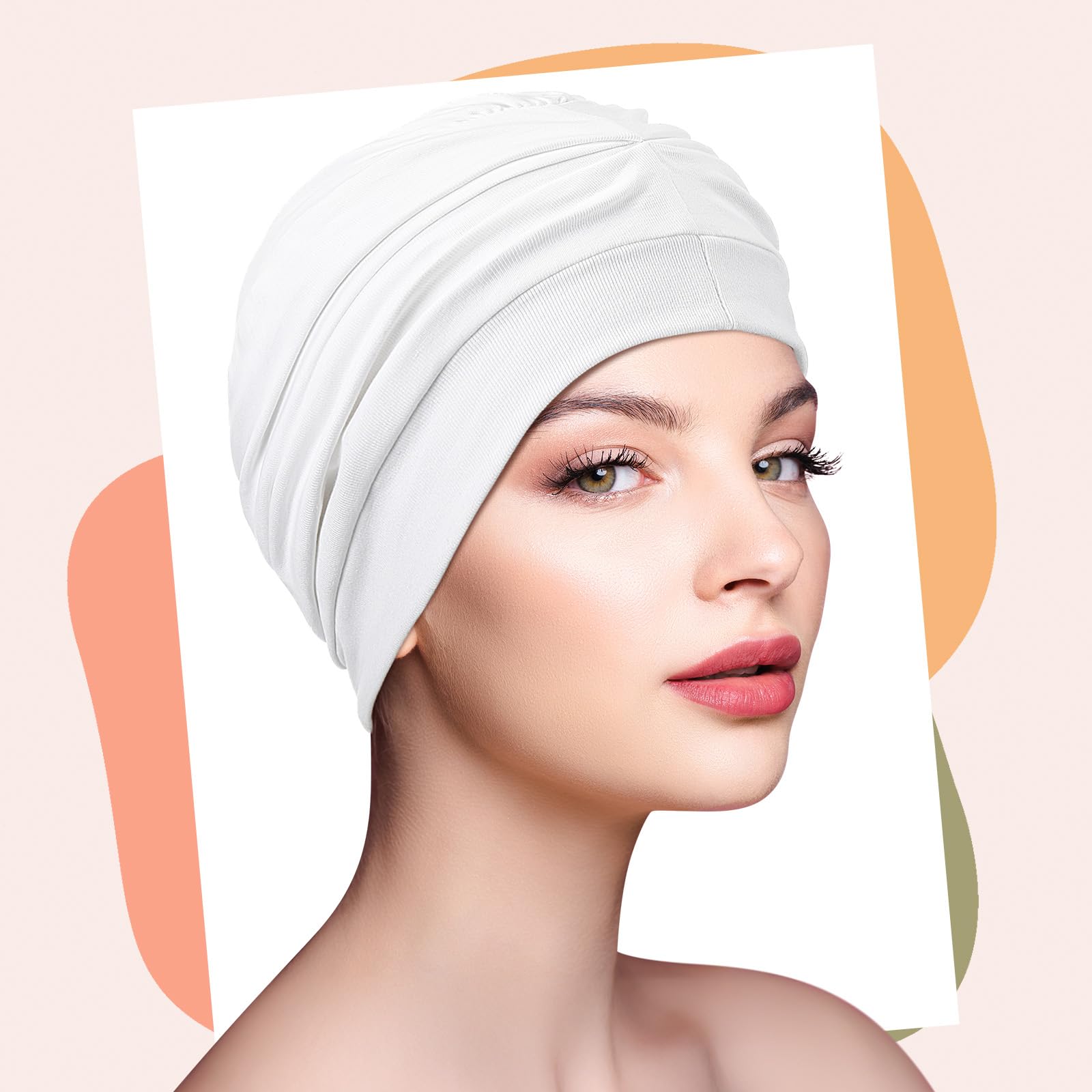 JenPen 4 gorros de dormir con forro de satén para mujer, gorro de seda suave, turbante para quimioterapia, cubiertas para la cabeza, envolturas para el cabello para pacientes con cáncer y pérdida de