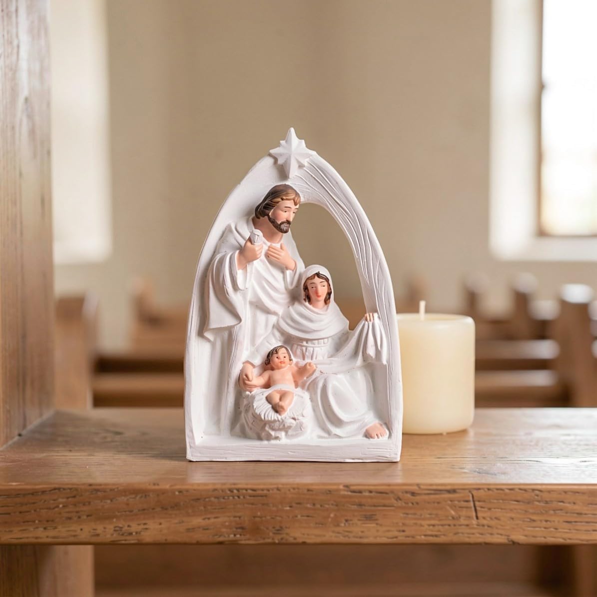 Christmas Xmas Nativity Scene Resin Holy Family Tabletop Statue