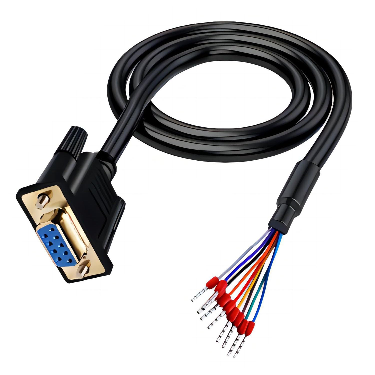 Willwewon 10Ft 3m 26AWG DB9 Female RS232 9 Pin Serial Extension Cable, RS232 D-SUB DB9 Serial to 9 Bare Wire Breakout Board Connector