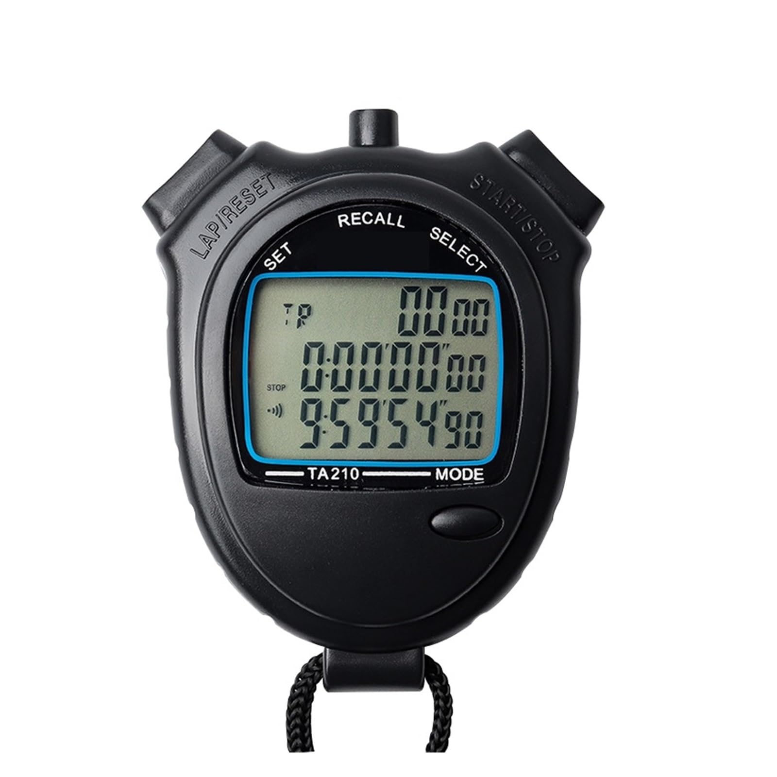 stopwatch, 0.10s Precision Timer Stopwatch Metal Sport Waterproof Luminous Hours Minutes Month Display(TA210)