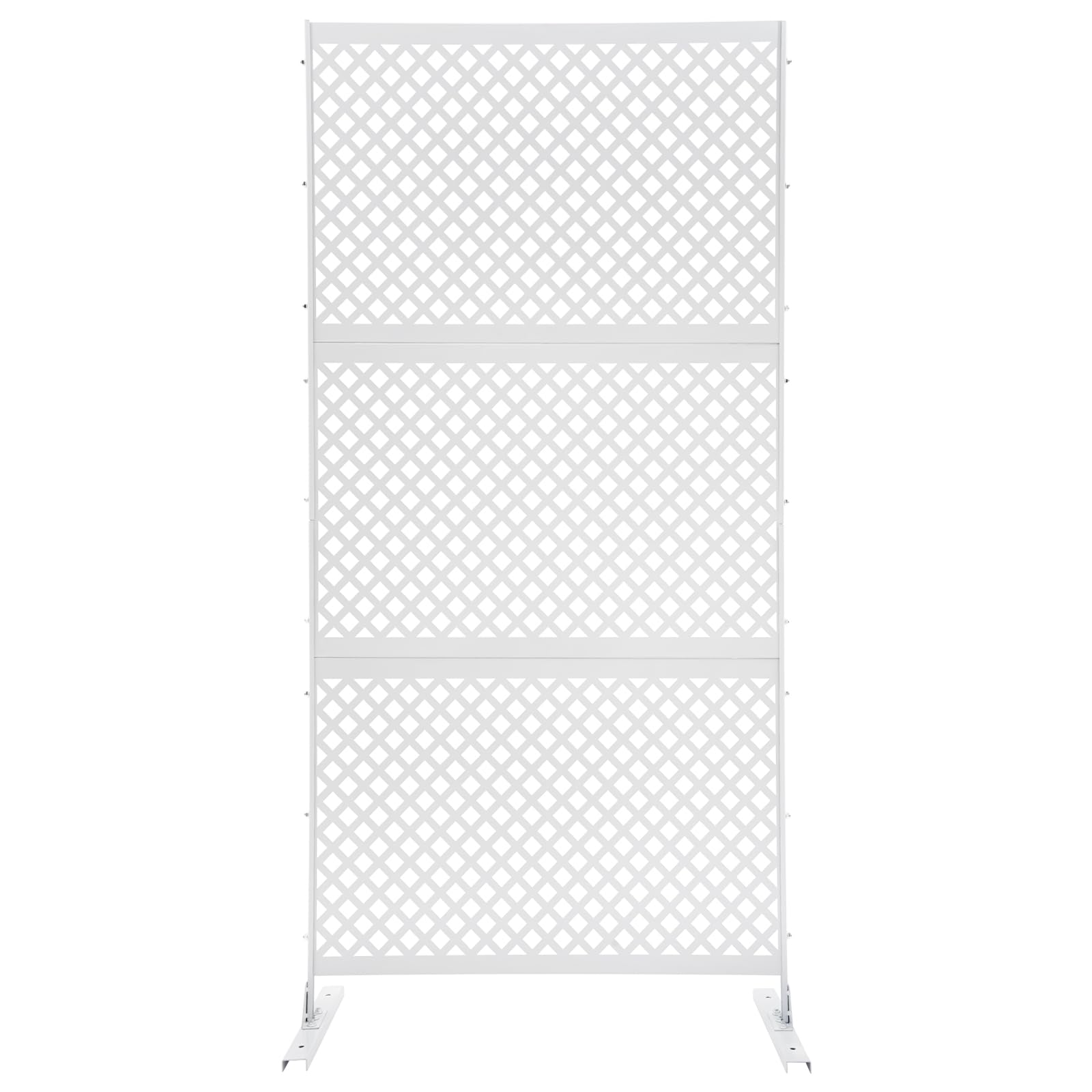 Outdoor Metal Privacy Screen with Stand, 35.4" W x 75" H Freestanding Metal Slatted Decorative Privacy Screen and Panels for Patio Garden Balcony