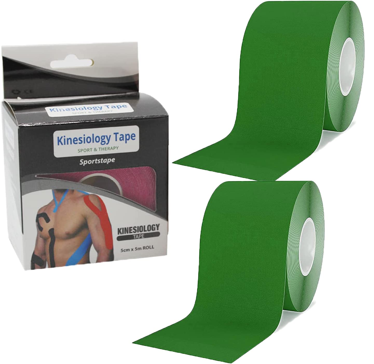 Sports Kinesiology Tape Roll of Elastic Water Resistant Tape for Support & Muscle Recovery Quality Sports Tape Muscle Tape Support Physio TapeKinetic for Knee Shoulder and Elbow 5cm*5m 2 Roll