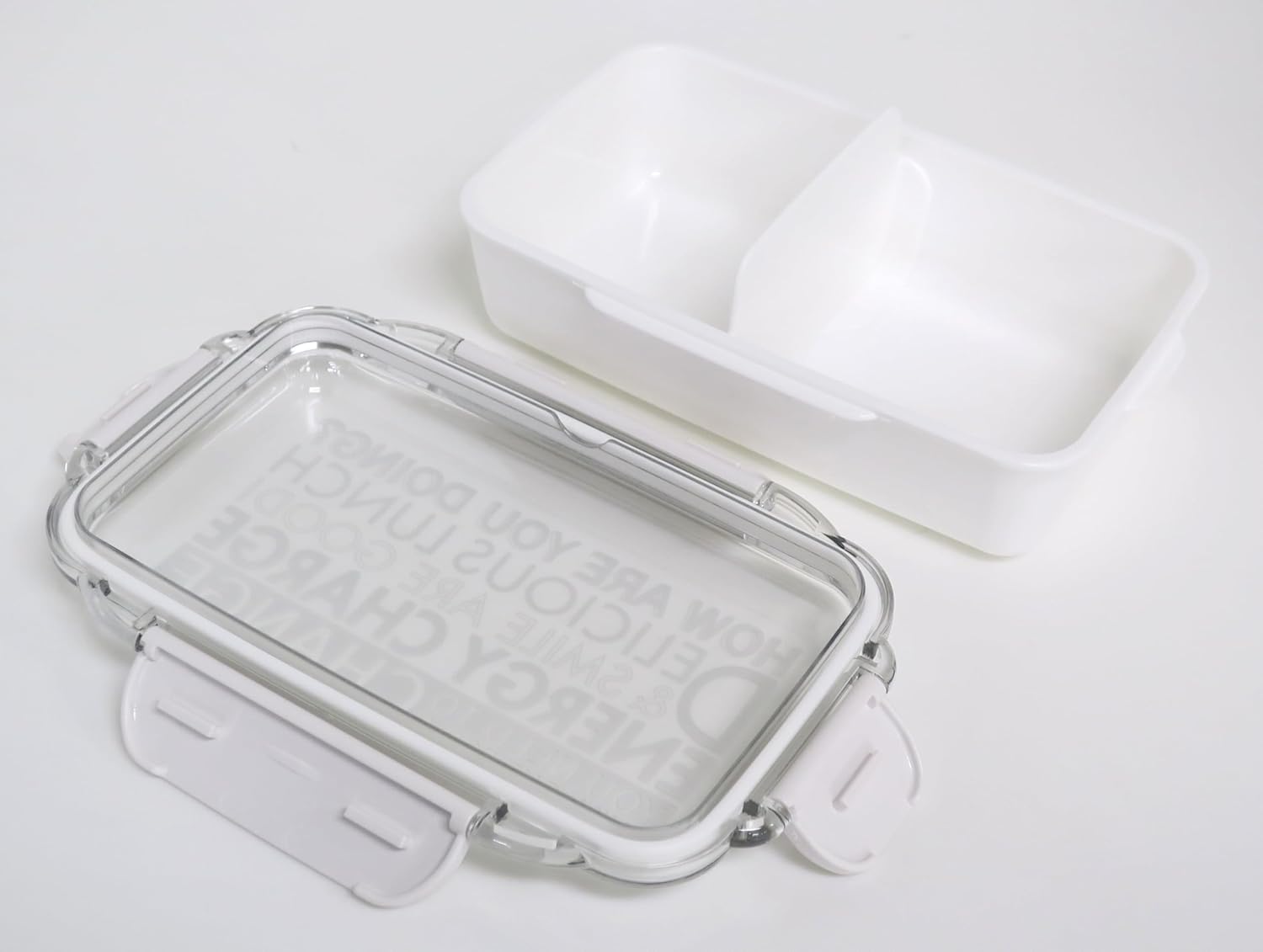 o-esuke- Energy Charge 4 Point Lock Lunch Box 500ml (with 仕切) White PCD – 500