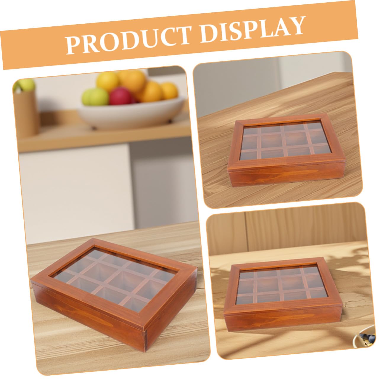 Holz Teebeutelbox mit Fächern und Transparentem Sichtfenster Luftdichte Teeaufbewahrungsbox für Frische Teebeutel Vielseitiger Organizer für Tee Kaffee und Zucker Bpa frei