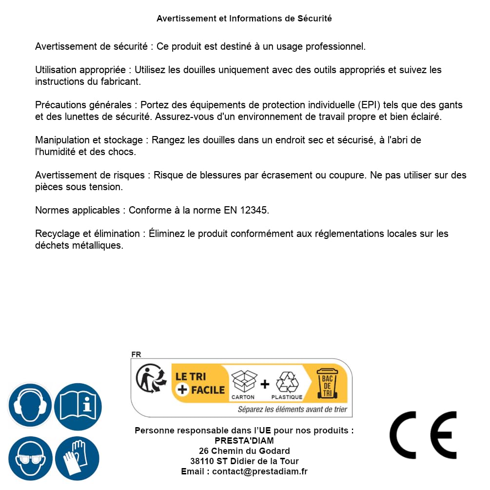 Set mit 10 Tüllen 1/2 Zoll – Länge 78 mm – Präzisionswerkzeuge – ideal für Reparaturen D-Work