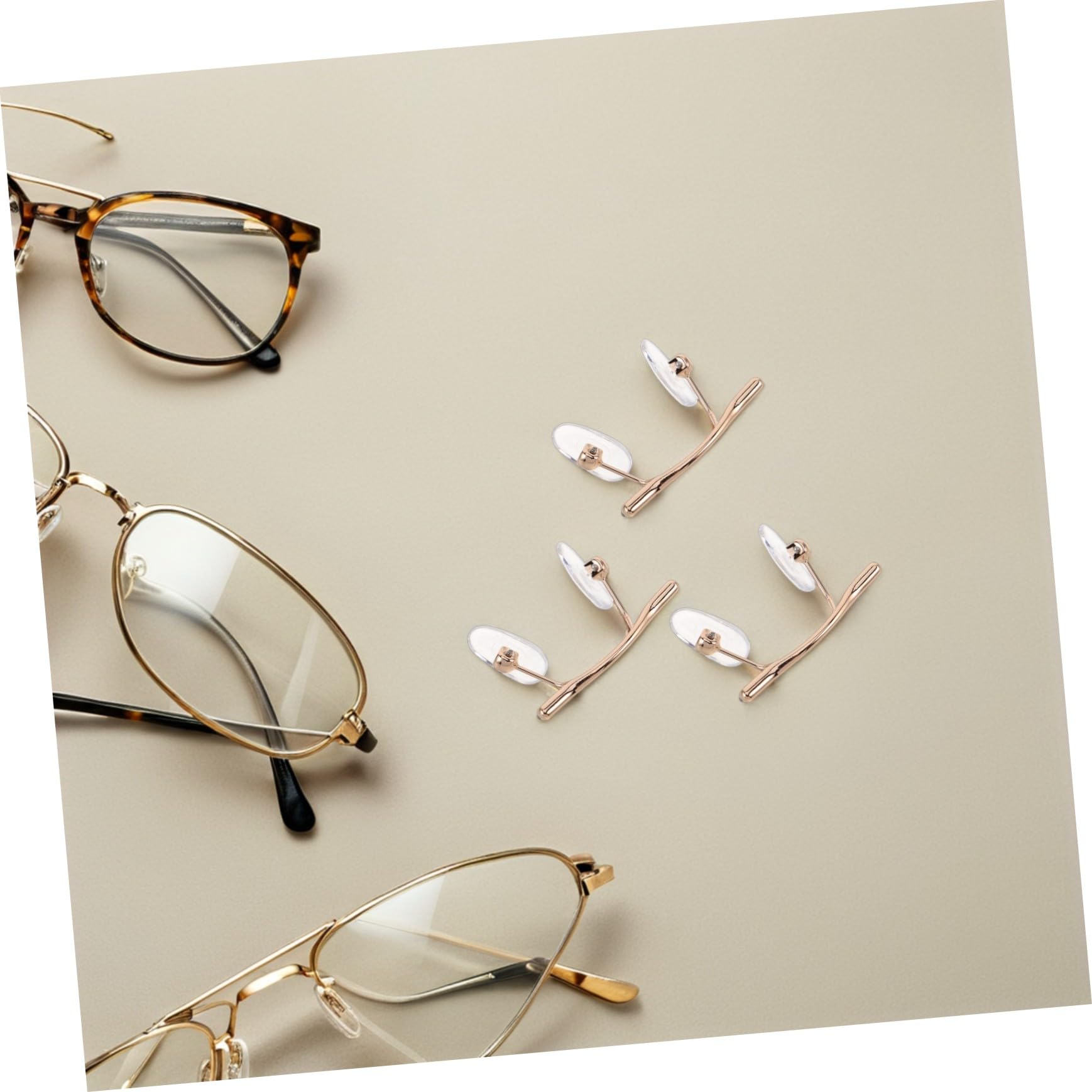 3pezzi Ponte per Occhiali in Metallo Leggero e Acrilico Design Minimalista, Supporto per Riparazione e Manutenzione di Occhiali senza Montatura