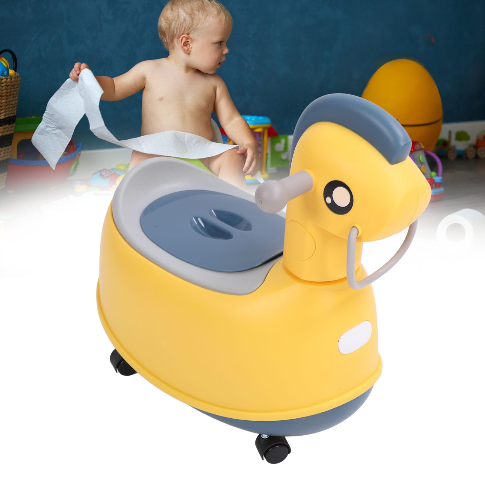 Cryfokt Inodoro para Niños, Orinal Portátil de Madera para Coche con Forma de Caballo, Inodoro de Entrenamiento para Niños, Diseño Adorable para Orinal de Viaje para Pequeños
