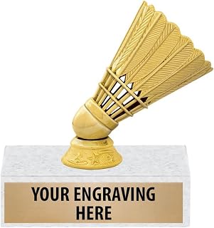 Crown Awards Badminton Trophies - 6" Gold Badminton Shuttlecock Trophy Prime