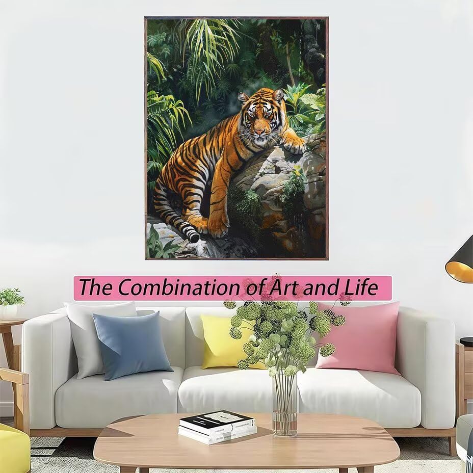 Kit Complet Broderie Diamant Tigre 50x70cm : Idée Cadeau Créatif Adulte - 3
