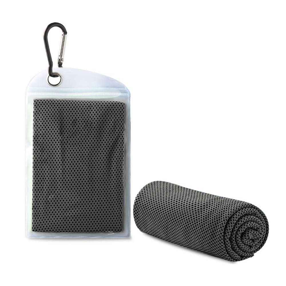 Clarture 2pcs Quick Dry Cooling Towel 30x100cm with Carry Pouch - Perfect for Gym, Running, Fitness, Yoga, Hiking, and Camping(Black)