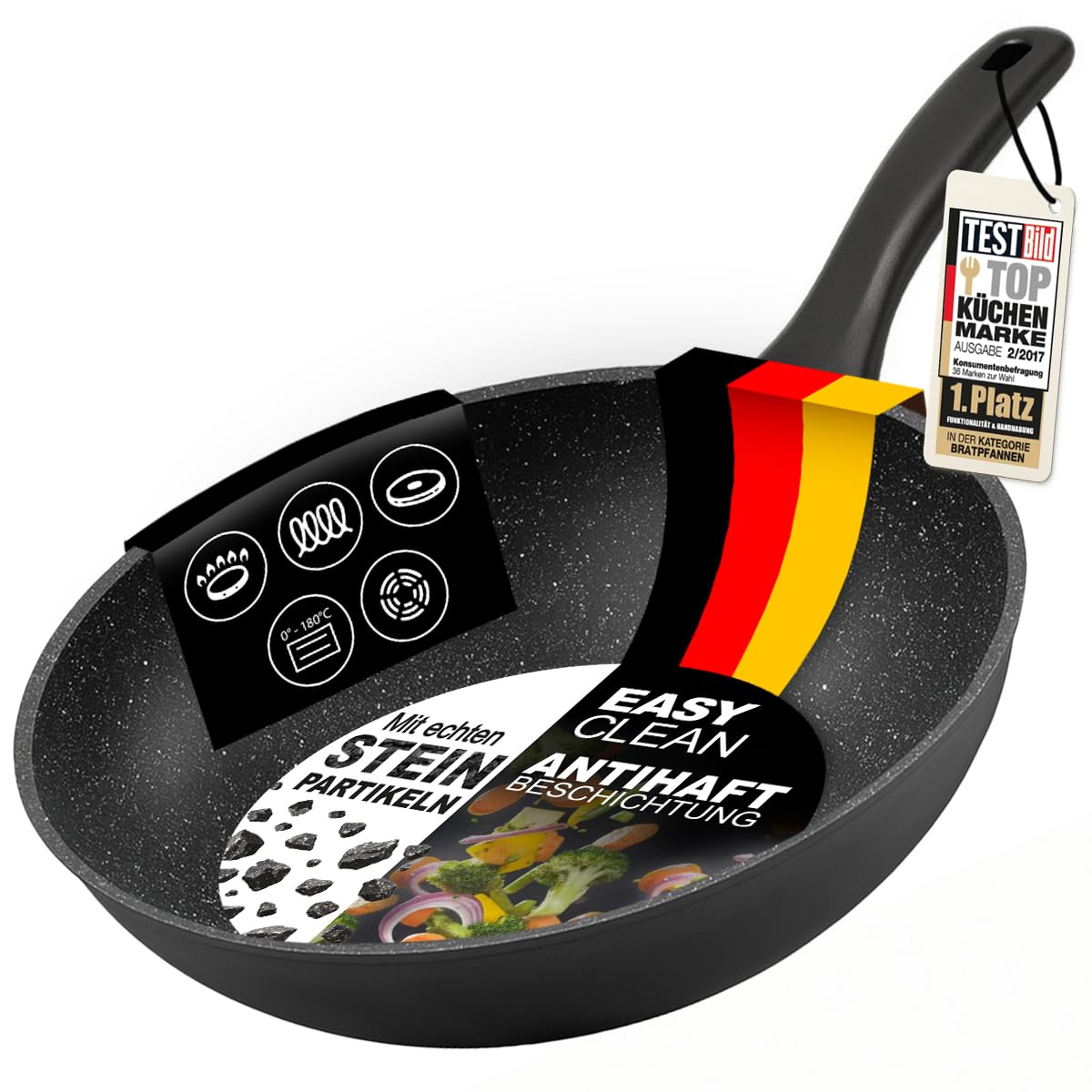STONELINE® Wok 30 cm, adatto per piani cottura a induzione
