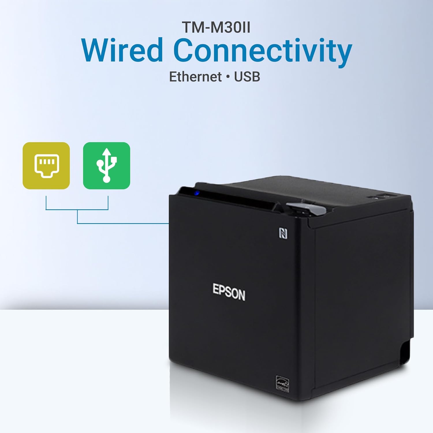 TM-m30II Thermal Receipt Printer (C31CJ27022) for POS – Wired USB & Ethernet Connection (NO Bluetooth) – 3 Inch Auto-Cutter for Retail or Restaurant Kitchen – Black