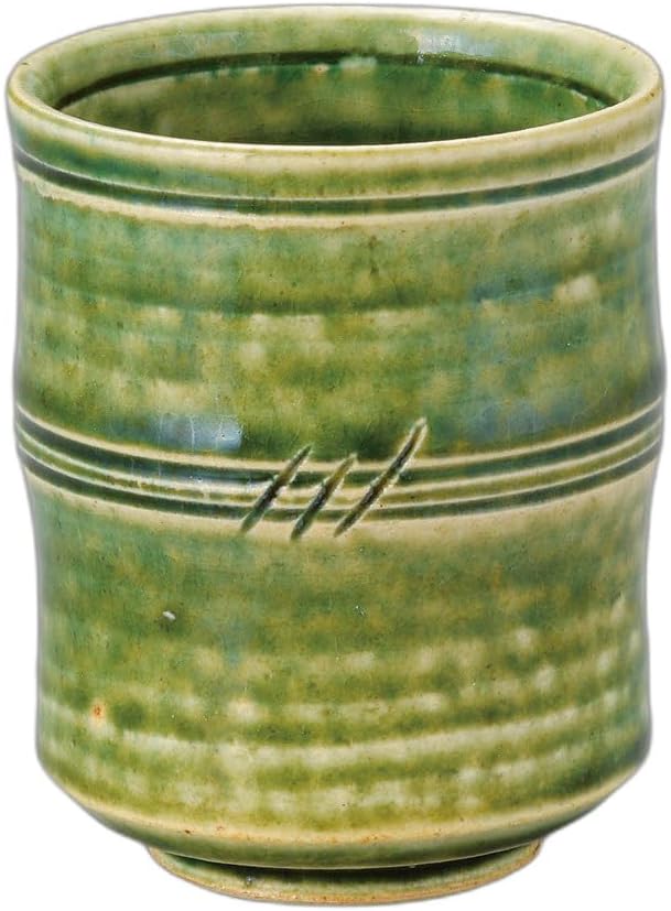 セトモノホンポ(Setomonohonpo) Handmade Oribe Takesuji Long Teacup [2.8 x 3.3 inches (7 x 8.5 cm) | Tea Cup |