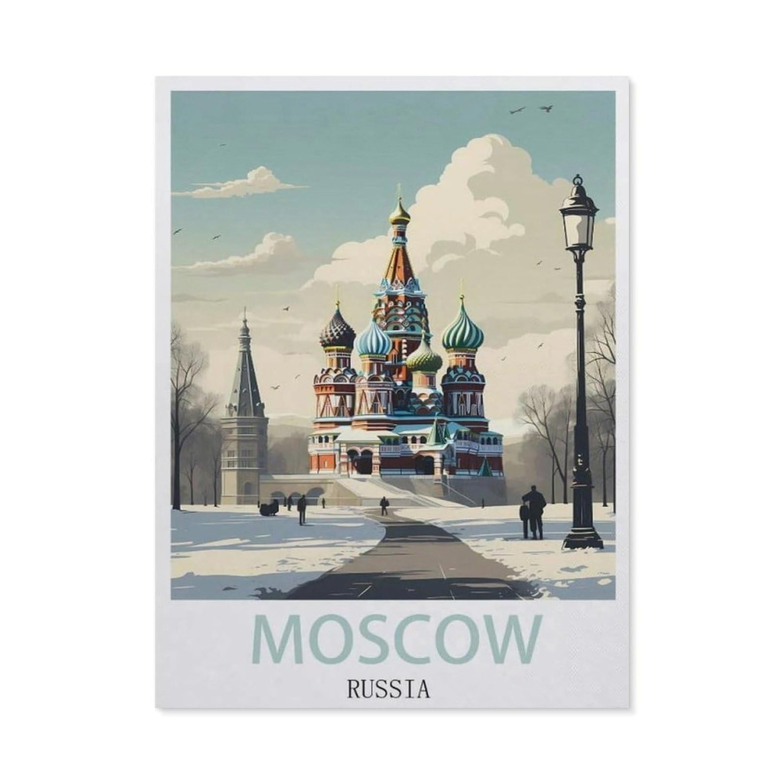 Funny Metal Tin Sign Wall Decor，Moscow Russia(30x40cm）