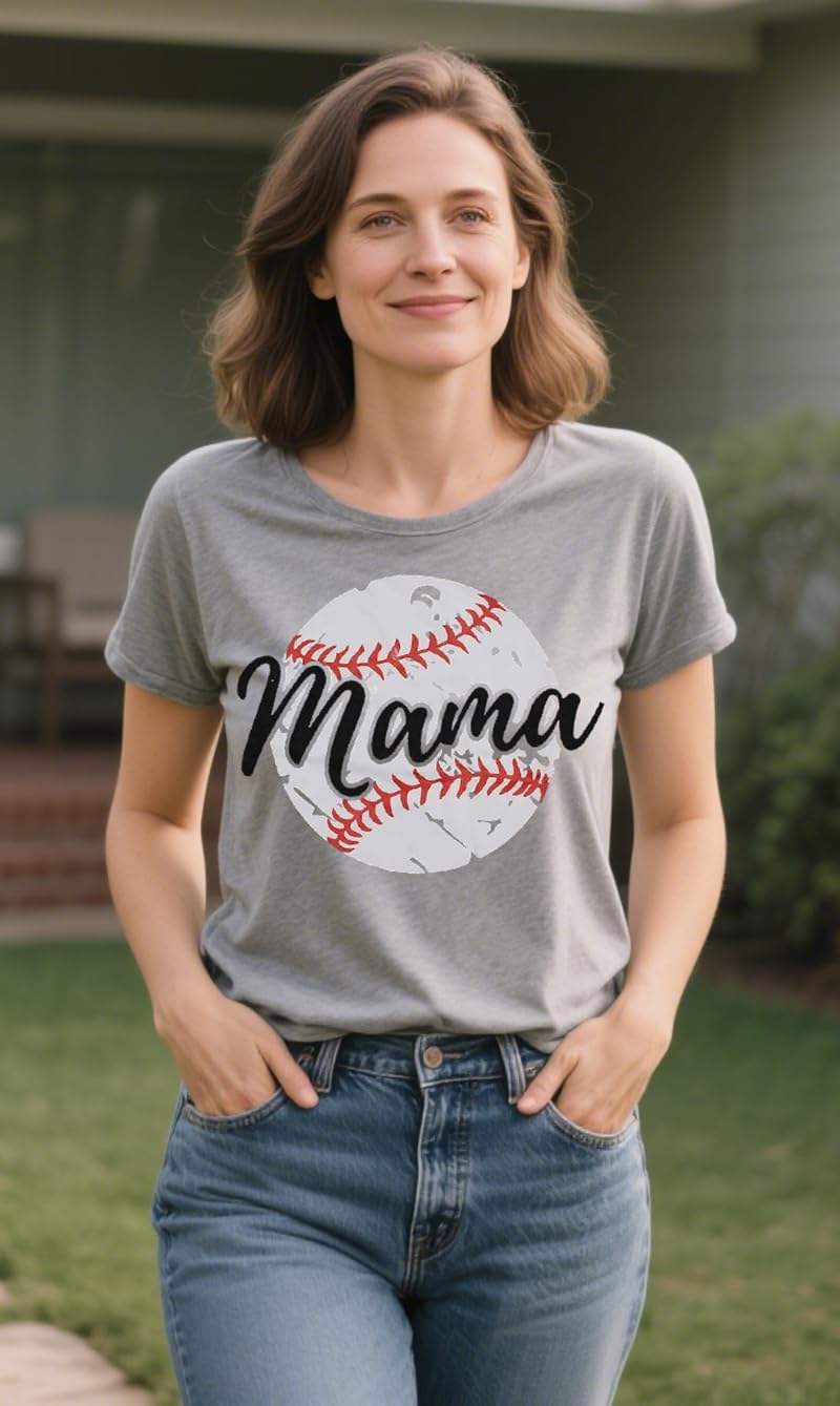 Baseball Mom T-Shirt Women Funny Cool Baseball Shirts Short Sleeve Graphic Tee Summer Tops Loose Casual - Image 5