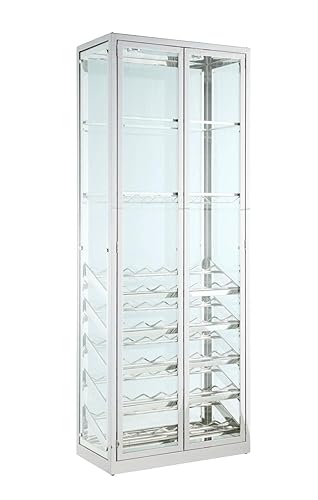 Contemporary Glass Curio w/ Wine & Stemware Racks