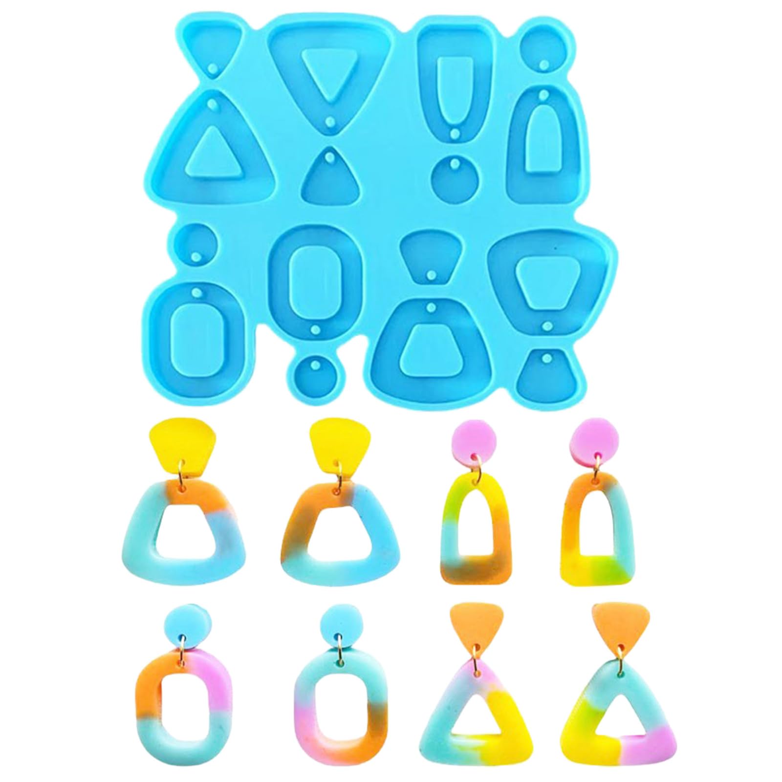 NEWFT 4 Styles Combined Keychain Mold Silicone Pendant Mold Earring Ornament Epoxy Resin Casting Jewelry Making Crafts