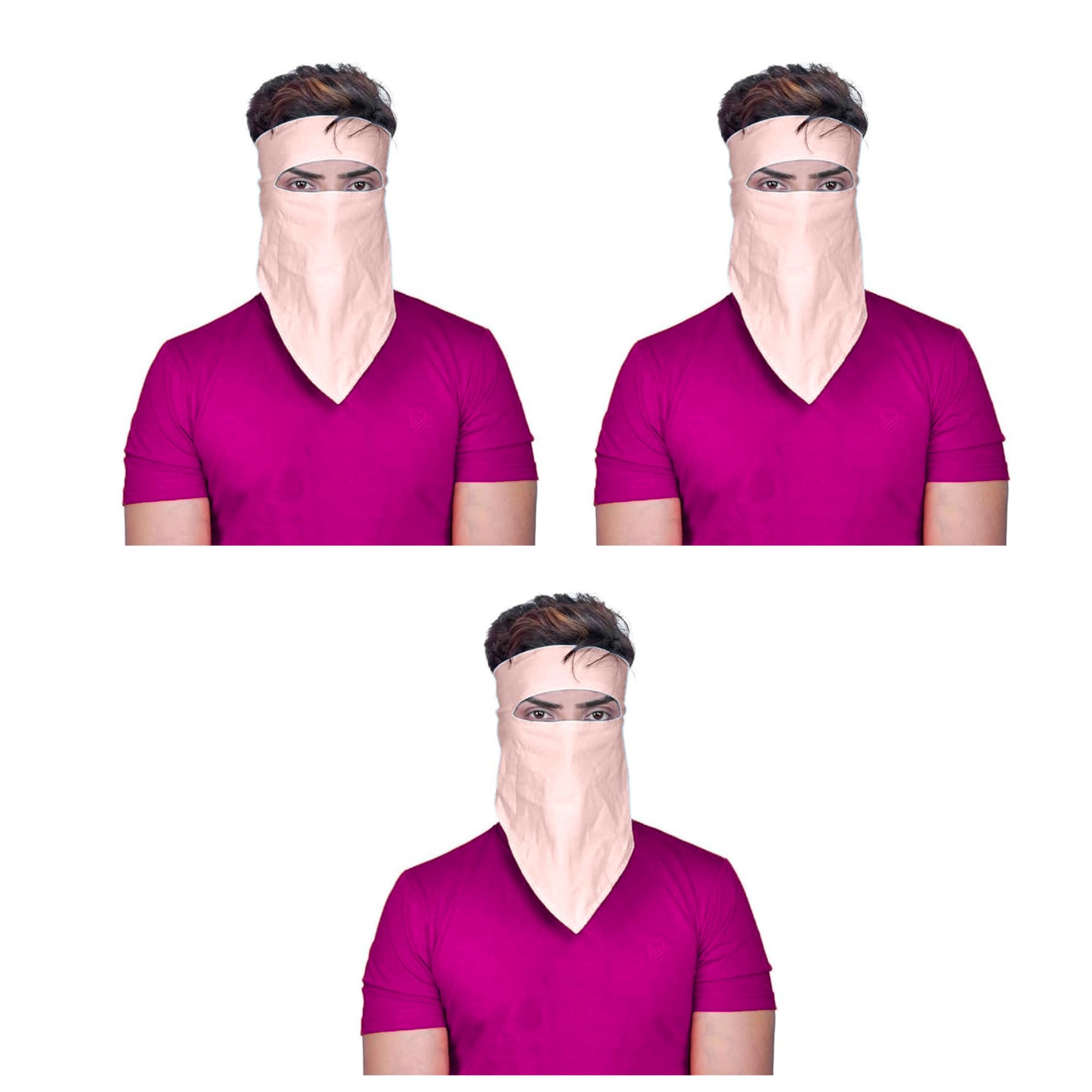 Double Cotton Fabric Reusable, Washable, Durable Rumal Full Face Mask For Bikers, Dust UV Sun Protection And Respirator Pollution (Beige)-image-27