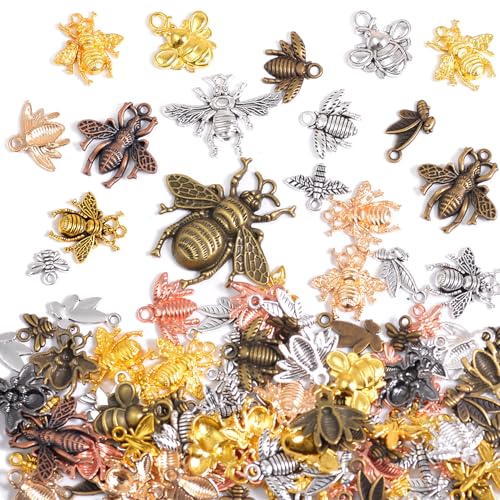 stino 100g Metal Charms for Jewelry Making Bulk Bee Charms for Braclet Necklace Jewelry Making and Crafting
