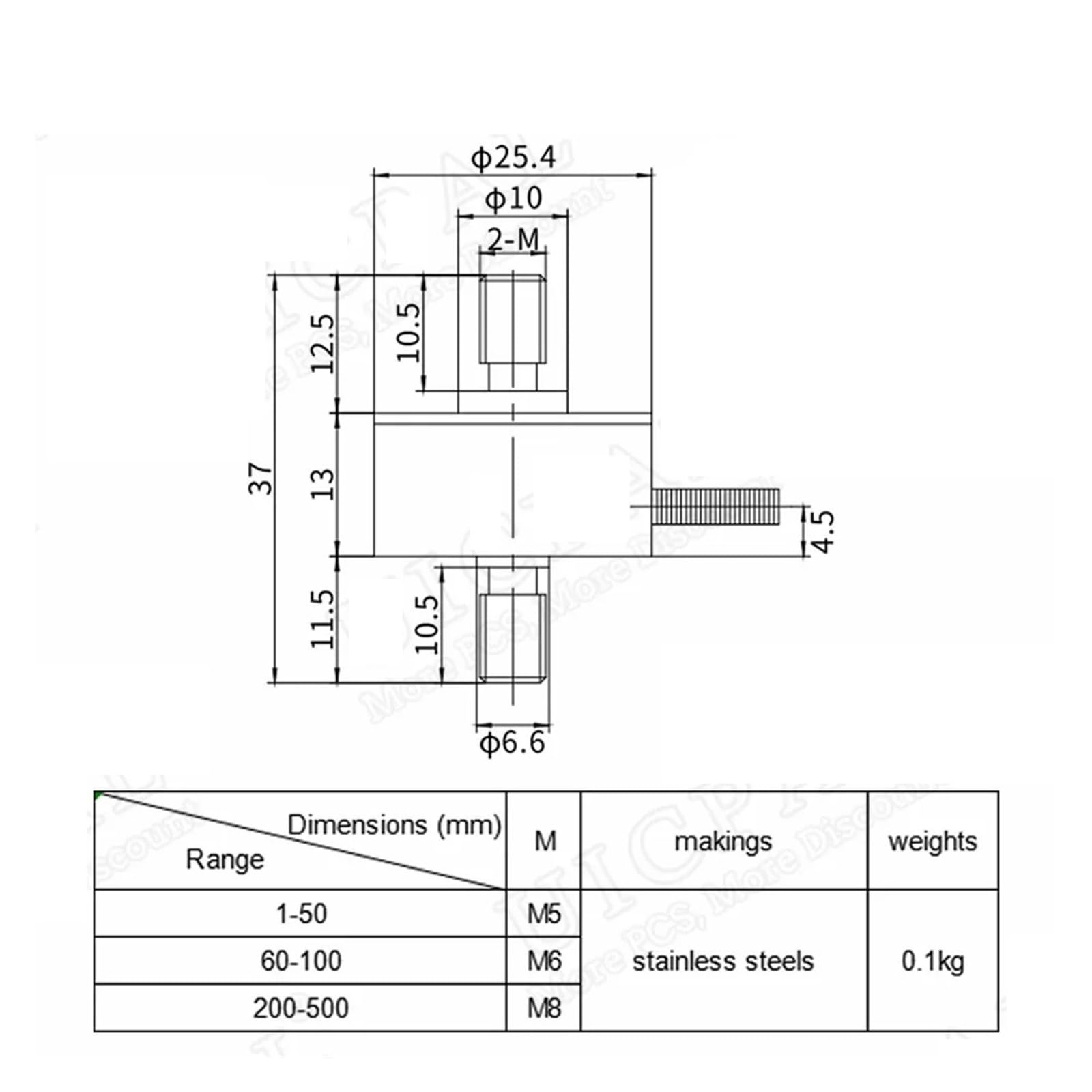 Sensor de tensión de presión de acero inoxidable M5 M6 M8 0-5KG 0-50KG 0-500KG(M5 0-30kg)