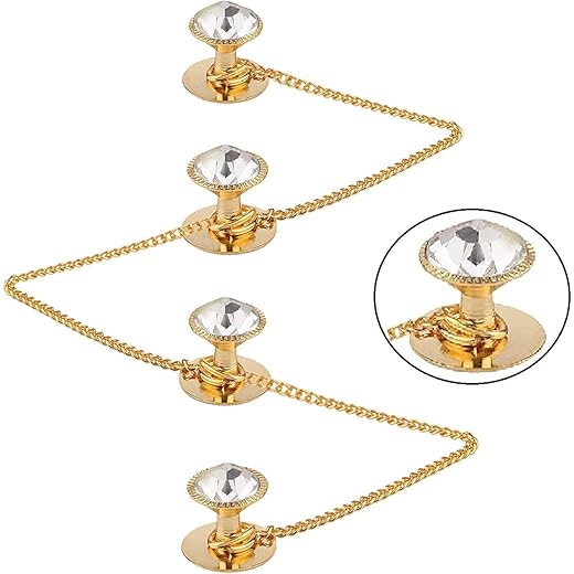 VAMA Fashions Cufflinks Gold Plated Silver Stone Kurta Button for Men and Women