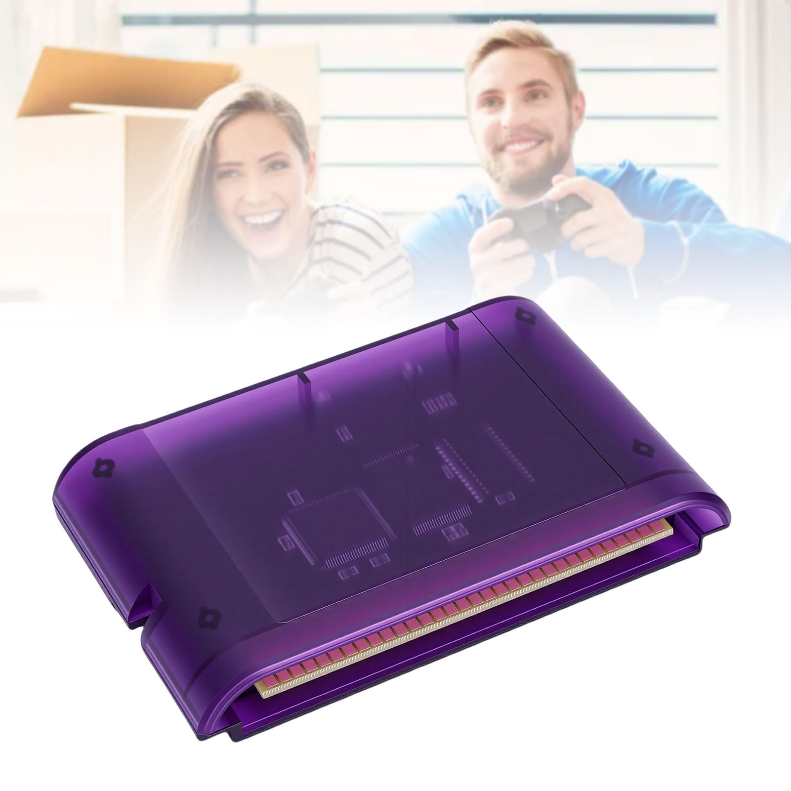 Plyisty Cartouche de Jeu 4000 en 1 pour Genesis Mega Drive MD, Carte Flash de 8 Go Compatible avec les Consoles Master System 32X, sans Région avec Fonction de Sauvegarde et Prise en (Violet