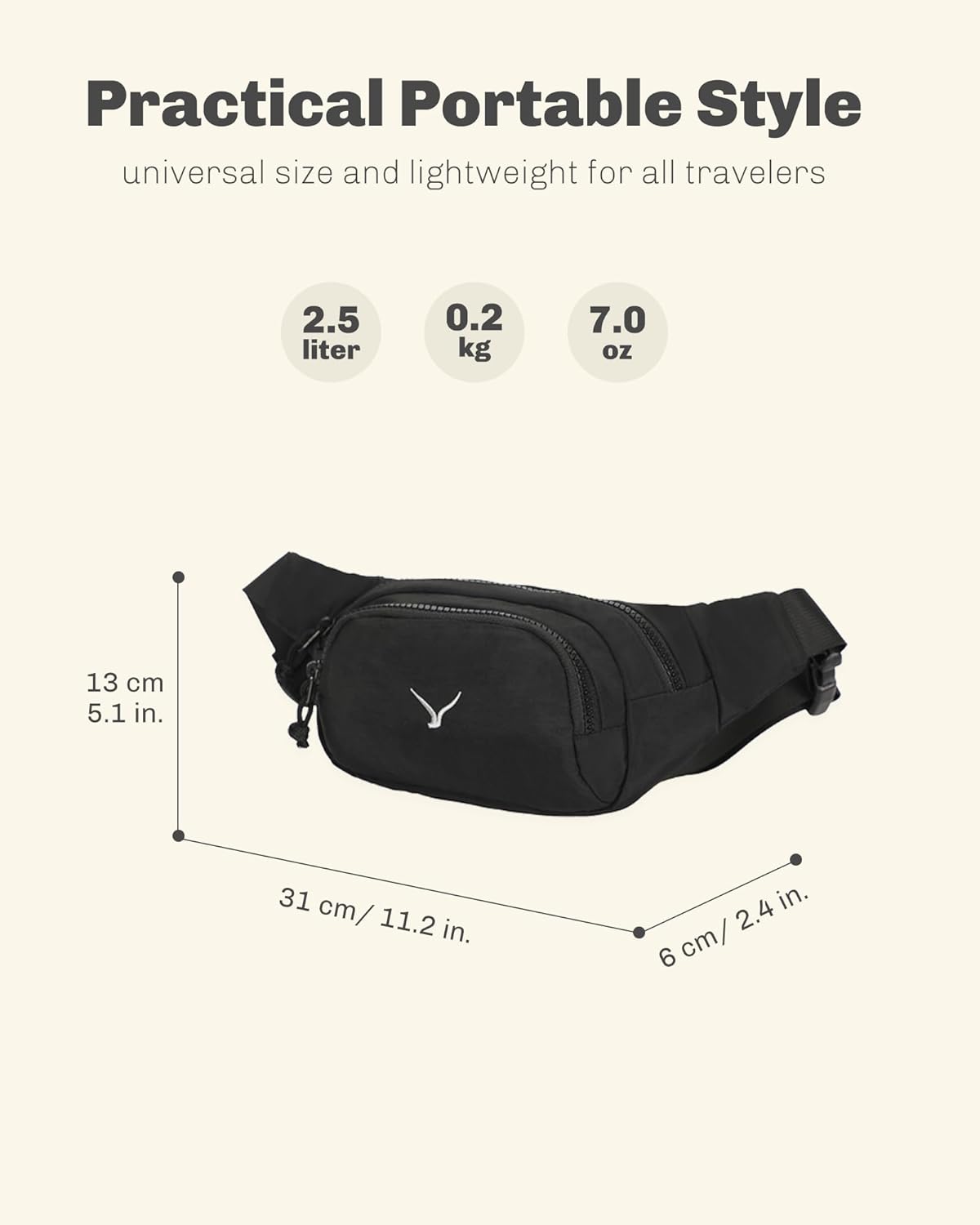 Hynes Eagle Fanny Pack Belt Bag for Women Men Fashionable Sling Crossbody Bag Waist Pack with Adjustable Strap Black - Image 3
