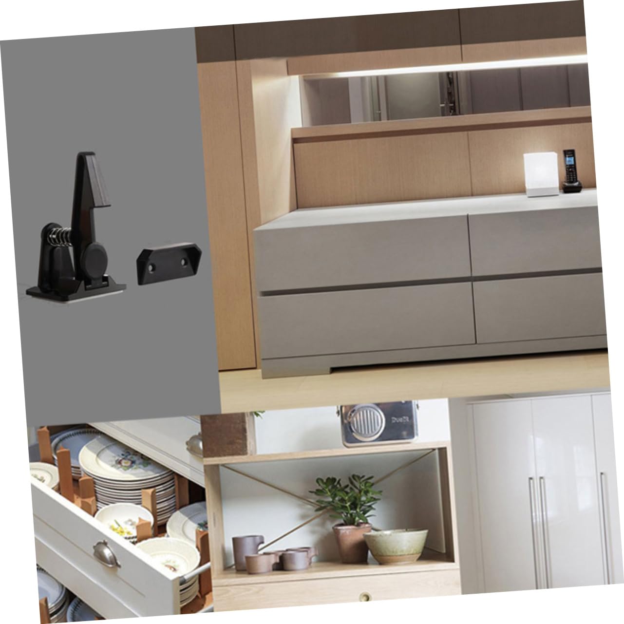 ibasenice 20pares Cerraduras De Seguridad Para Cerraduras De Protección Para Armarios Instalación Diseño Para Cocinas y Baños Color Negro