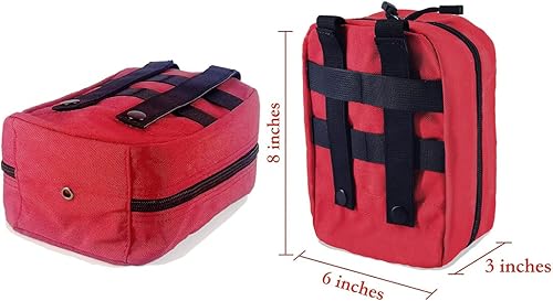 Vista 5 de Carlebben EMT Pouch MOLLE Ifak bolsa táctica MOLLE Medical First Aid Kit Utility Pouch (con suministros médicos rojo)